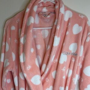 Calvin Klein Soft Pink and White Robe